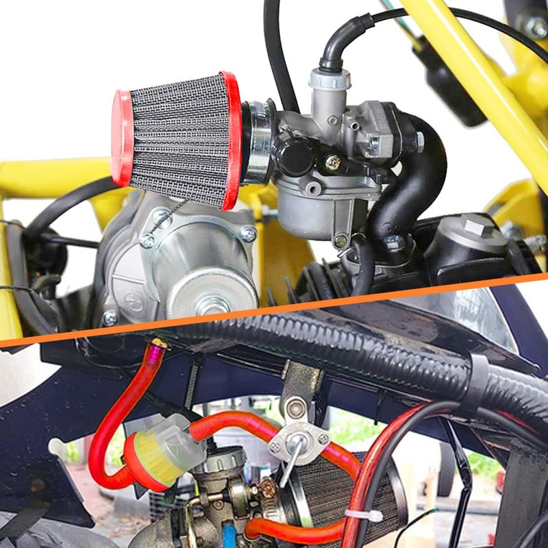 HOLATO PZ19 Carburetor Carb Air Filter Fuel Line Kit for 50cc 70cc 90cc 110cc 125cc Tao Tao GK110 Baja SSR Apollo Coolster Chinese Kids Four Wheeler ATV Go Kart CRF50 XL70 Dirt Pit Bike Motor (RED) - Image 3